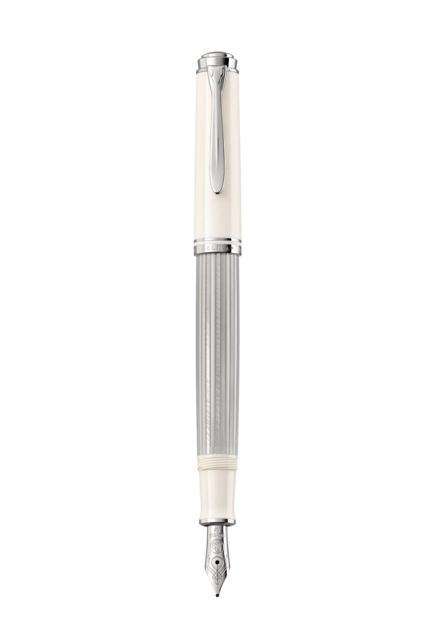 Füllhalter Souverän M 405 Silber-Weiß, offen Kappe aufgesteckt-M405_Silver_White_Freisteller_Kappe_aufgesteckt_PIM_MAM-highres