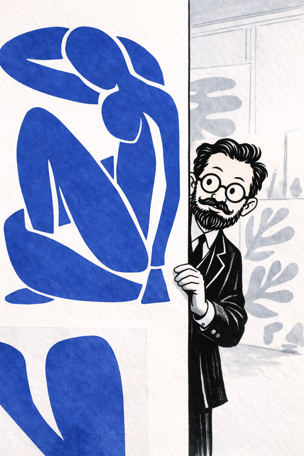 Henri Matisse hinter einer blauen Figur