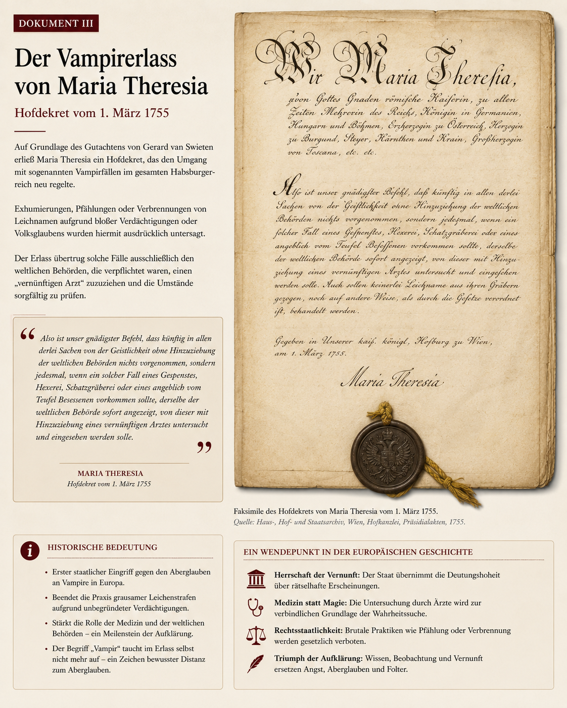 Hofdekret Maria Theresias vom 1. März 1755