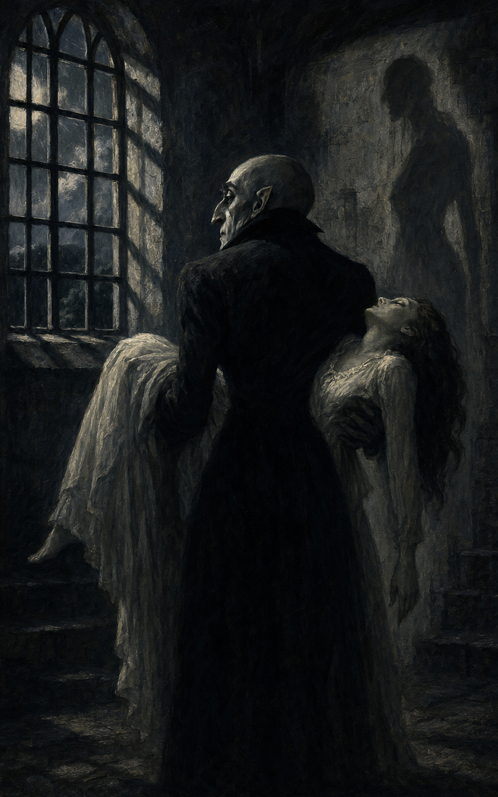 Graf Orlok in einer dramatischen Licht-und-Schatten-Inszenierung