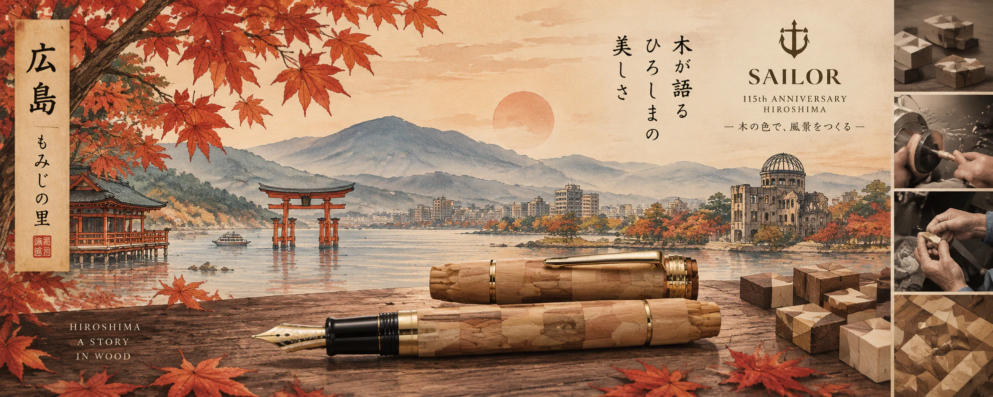 Japanischer Handwerker bei traditioneller Yosegi-zaiku Intarsienarbeit